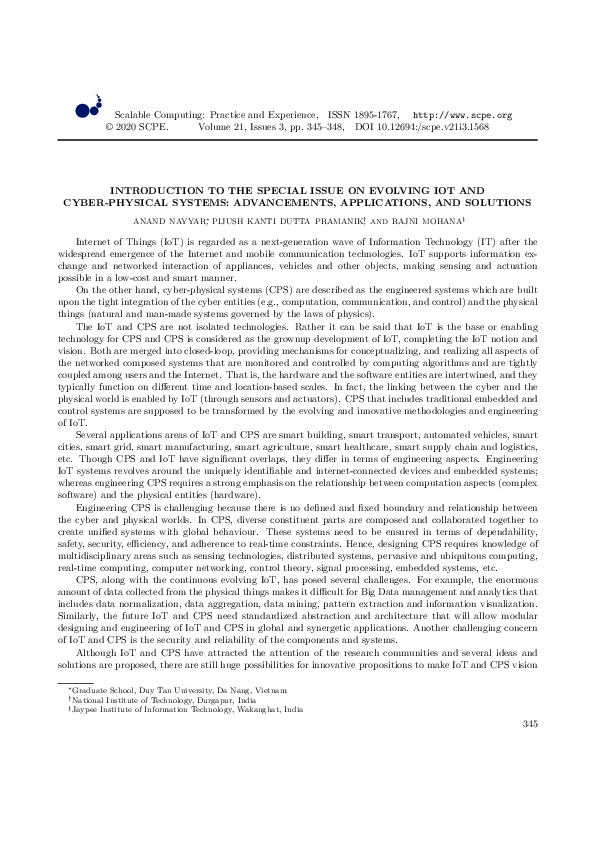 (PDF) Introduction to the Special Issue on Evolving IoT and Cyber ...
