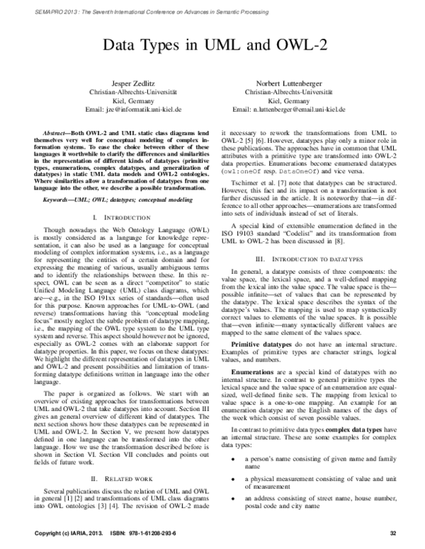 (PDF) Data Types in UML and OWL-2