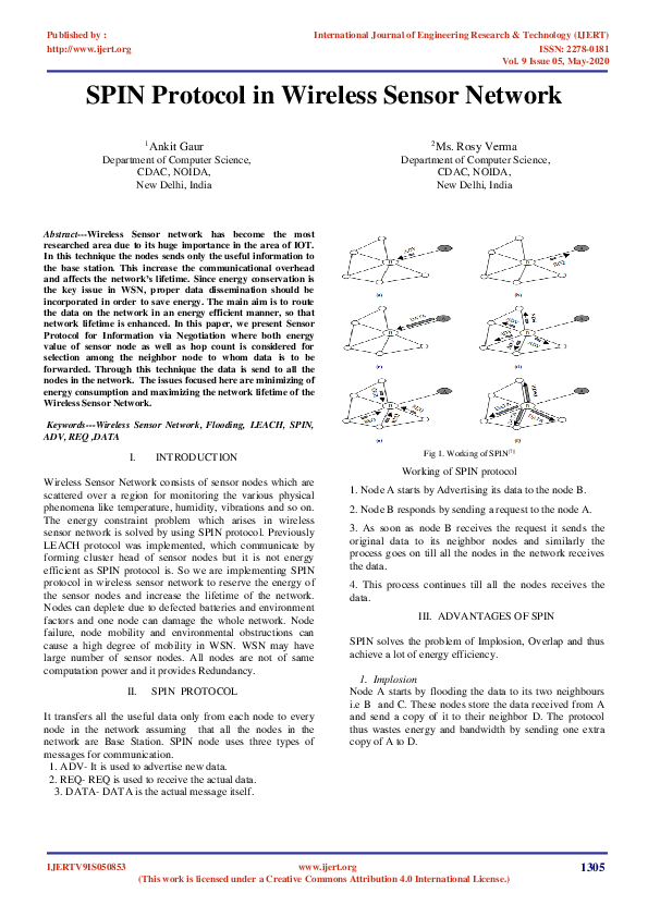 (PDF) SPIN Protocol in Wireless Sensor Network