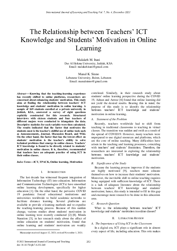 (PDF) The Relationship between Teachers’ ICT Knowledge and Students ...