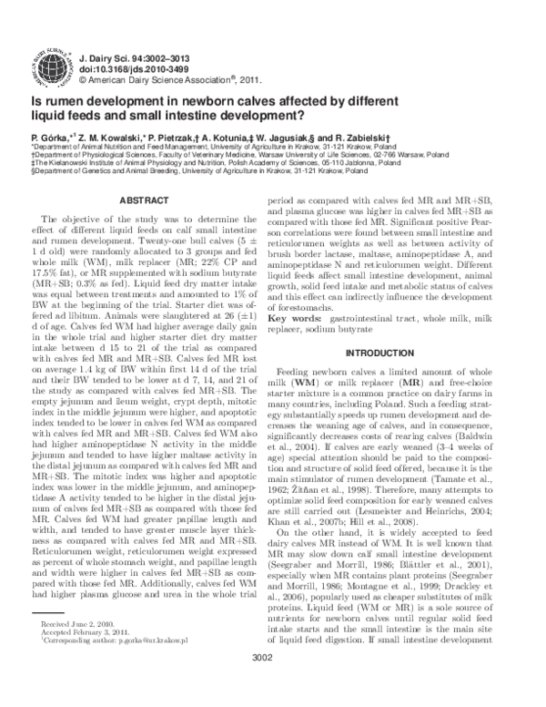 (PDF) Is rumen development in newborn calves affected by different ...