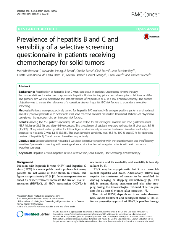 (PDF) RESEARCH ARTICLE Open Access Prevalence of hepatitis B and C and