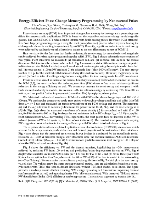 (PDF) Energy-Efficient Phase Change Memory Programming by Nanosecond Pulses