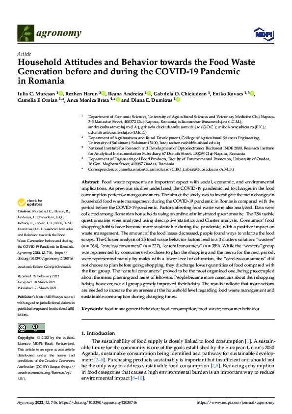 (PDF) Household Attitudes and Behavior towards the Food Waste ...
