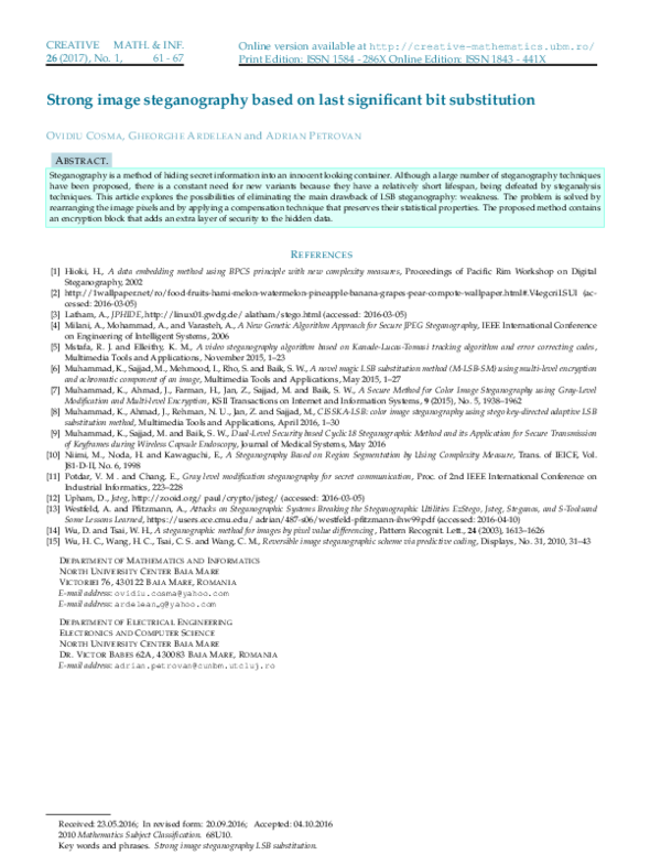 (PDF) Strong image steganography based on last significant bit substitution