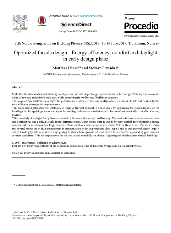 (PDF) Optimized facade design - Energy efficiency, comfort and daylight ...