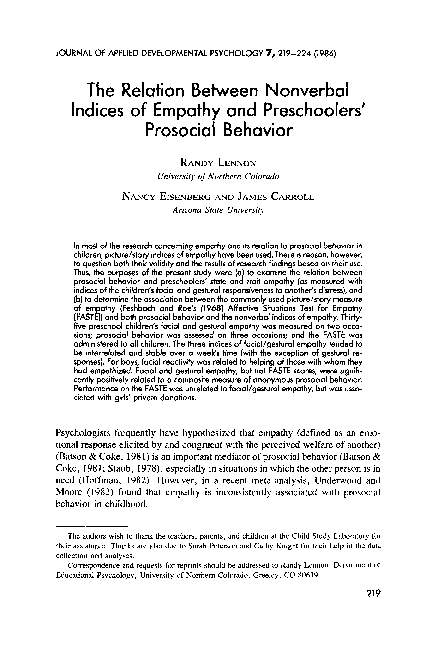 (PDF) The relation between nonverbal indices of empathy and ...