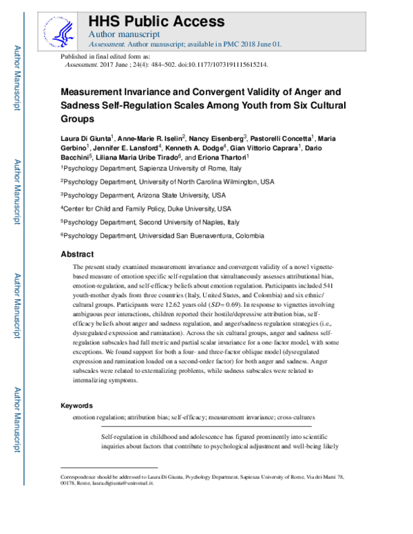 (PDF) Measurement Invariance and Convergent Validity of Anger and ...