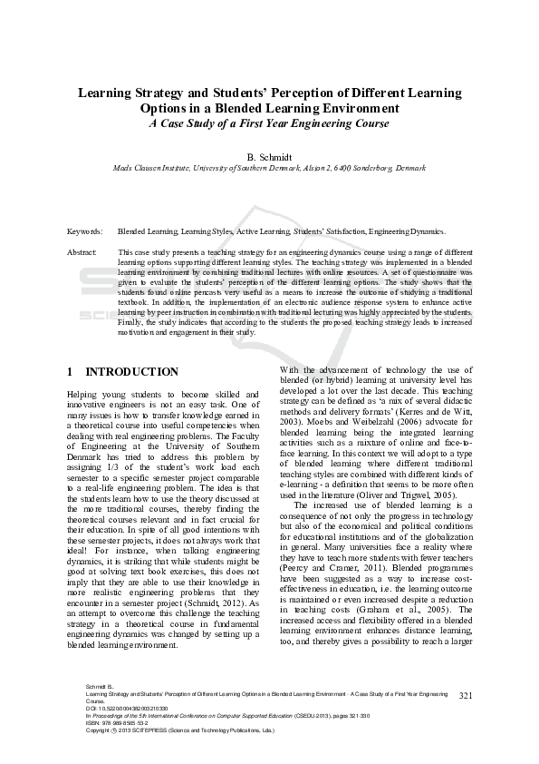 (PDF) Learning Strategy and Students' Perception of Different Learning ...