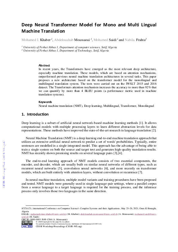 (PDF) Deep Neural Transformer Model for Mono and Multi Lingual Machine ...