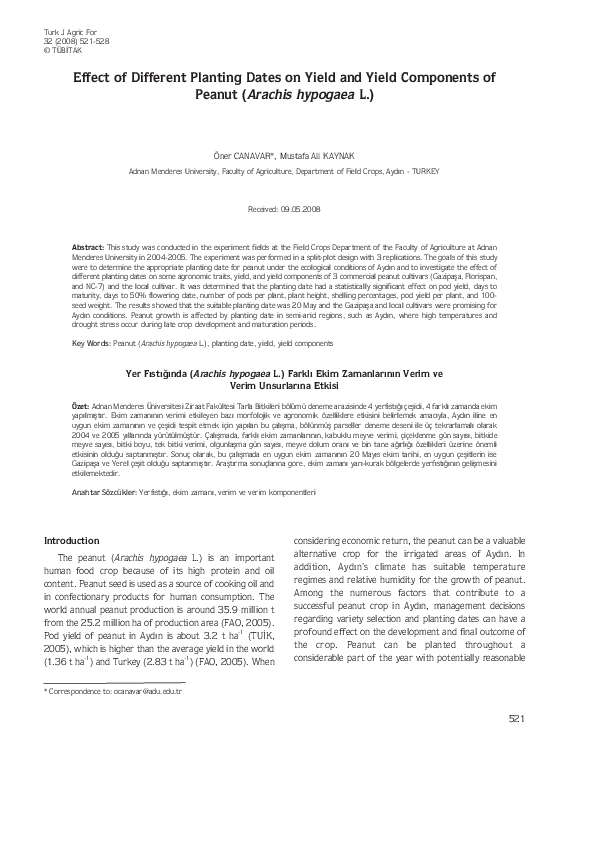 (PDF) Effect of different planting dates on yield and yield components ...