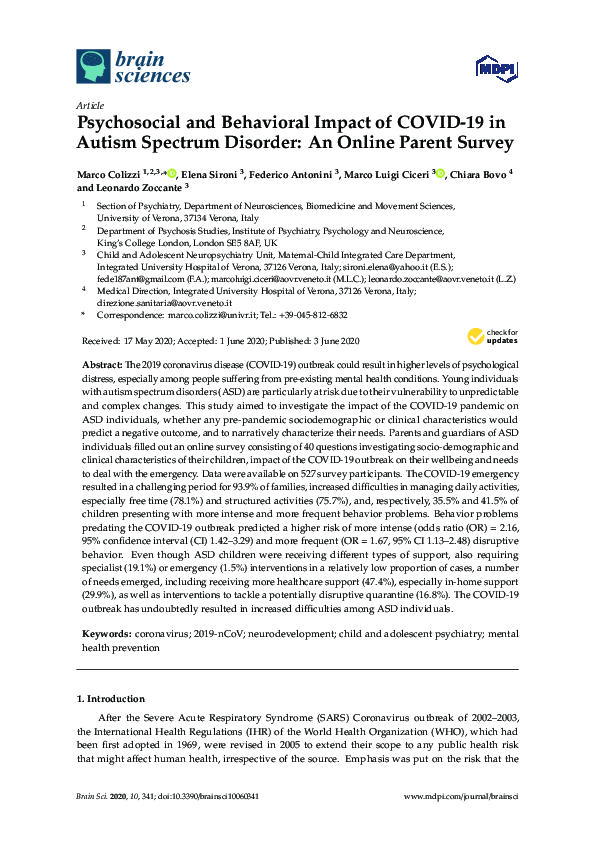 (PDF) Psychosocial and Behavioral Impact of COVID-19 in Autism Spectrum ...