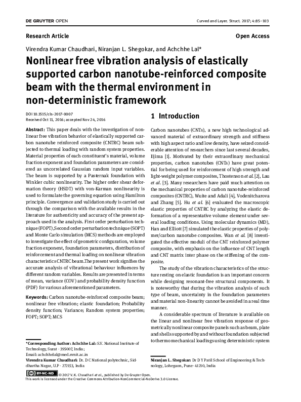 (PDF) Nonlinear free vibration analysis of elastically supported carbon ...