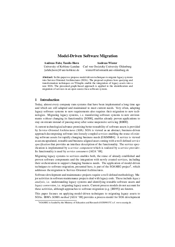 (PDF) Model-Driven Software Migration