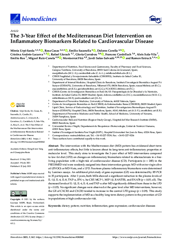 (PDF) The 3-Year Effect of the Mediterranean Diet Intervention on ...