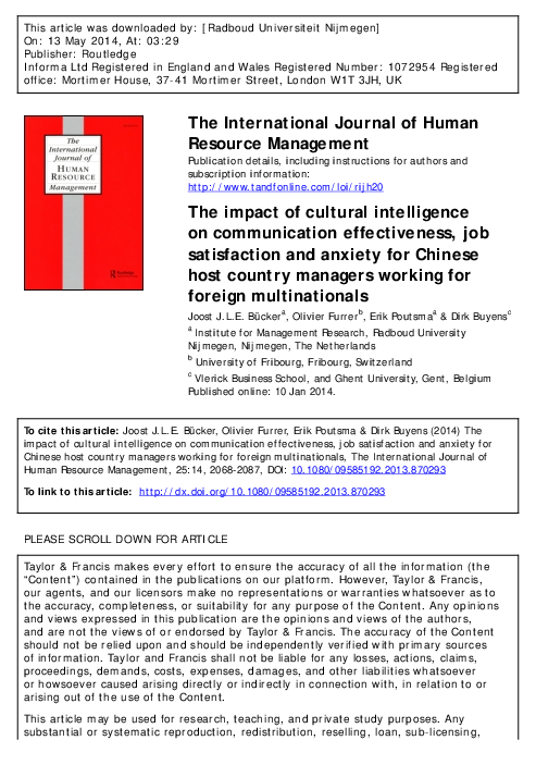 (PDF) The impact of cultural intelligence on communication ...