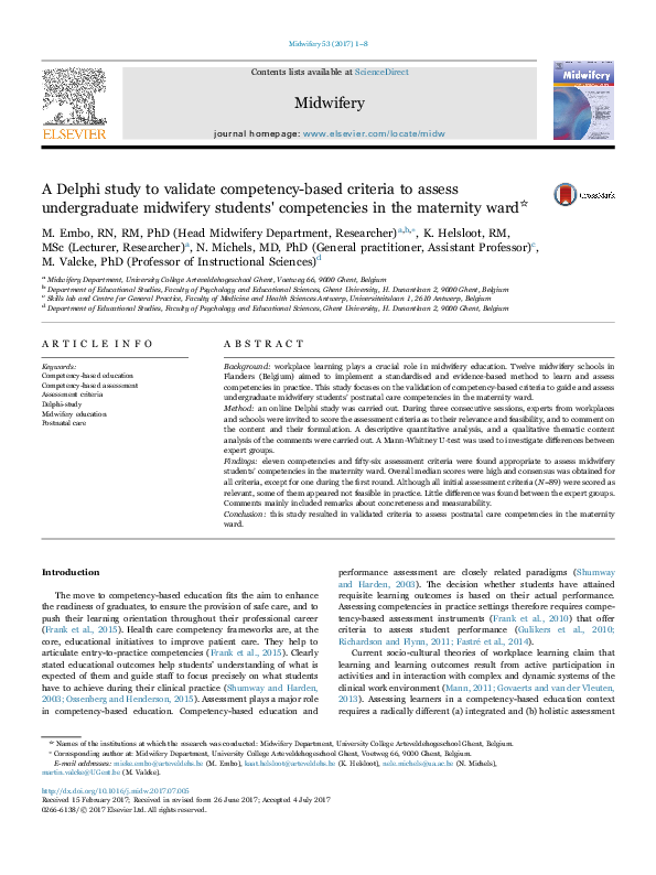 (PDF) A Delphi study to validate competency-based criteria to assess ...