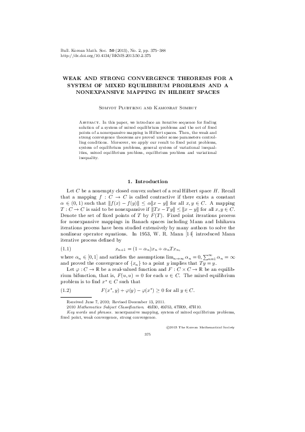 (PDF) Weak and Strong Convergence Theorems for a System of Mixed ...