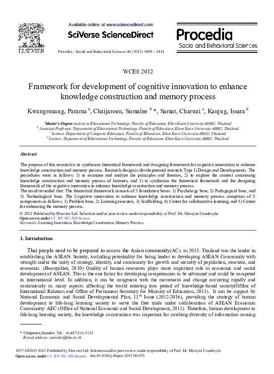(PDF) Framework for Development of Cognitive Innovation to Enhance ...