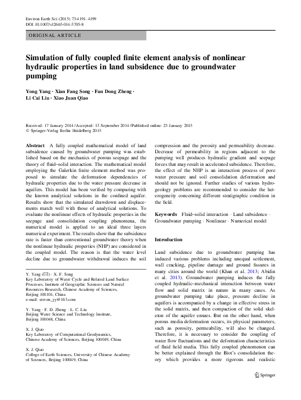 (PDF) Simulation of fully coupled finite element analysis of nonlinear ...
