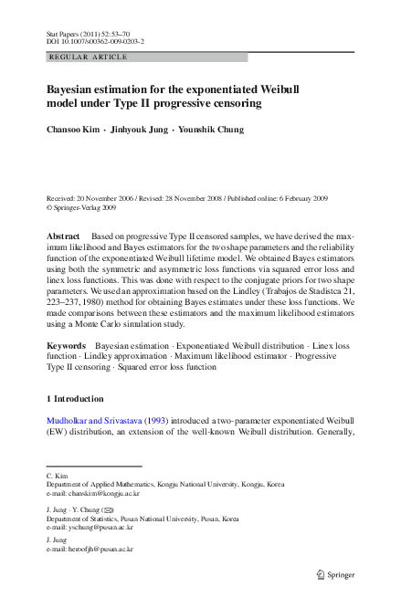 (PDF) Bayesian Estimation for the Exponentiated Weibull Model via ...