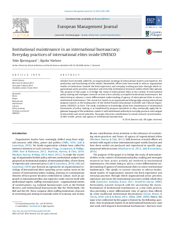 (PDF) Institutional maintenance in an international bureaucracy ...