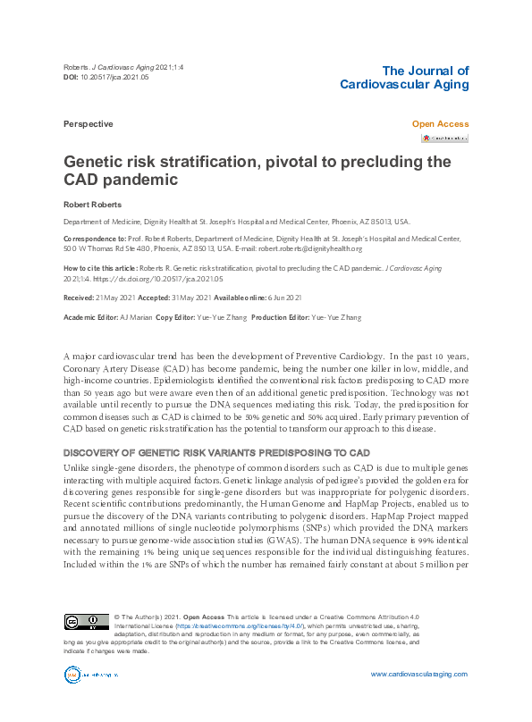 (PDF) Genetic risk stratification, pivotal to precluding the CAD pandemic