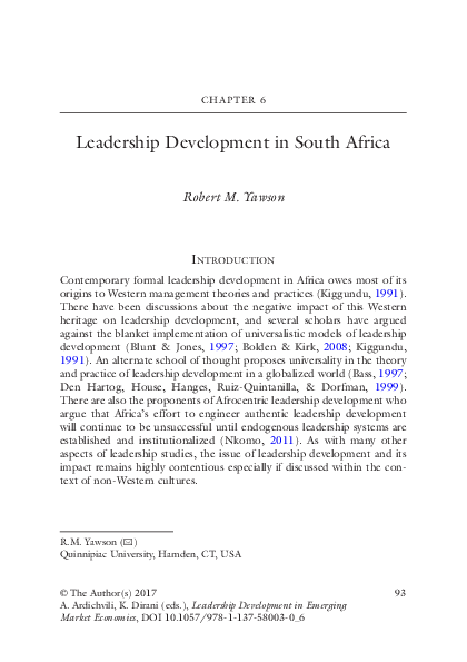 (PDF) Leadership Development in South Africa