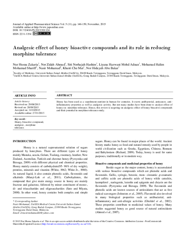 (PDF) Analgesic effect of honey bioactive compounds and its role in ...