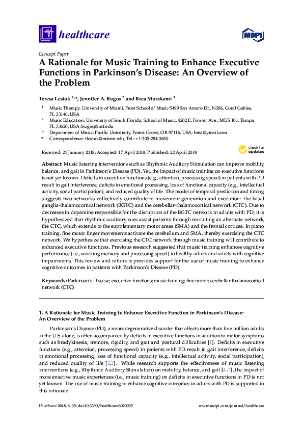 (PDF) A Rationale for Music Training to Enhance Executive Functions in ...