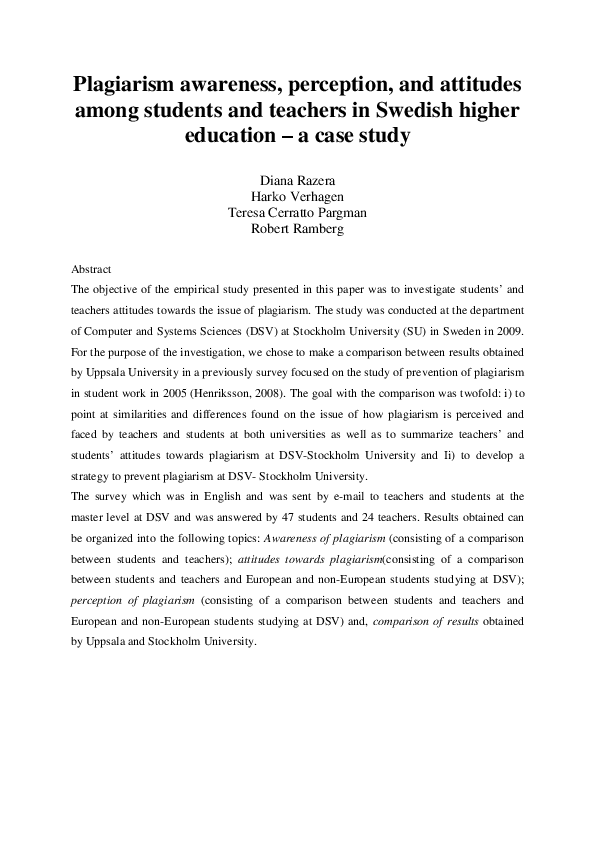 (PDF) Plagiarism awareness, perception, and attitudes among students ...