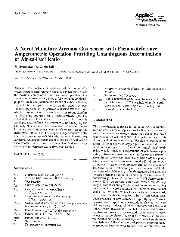 PDF) A novel miniature zirconia gas sensor with pseudo-reference