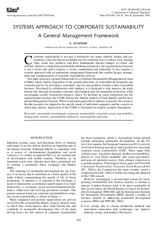 (PDF) Systems Approach to Corporate Sustainability