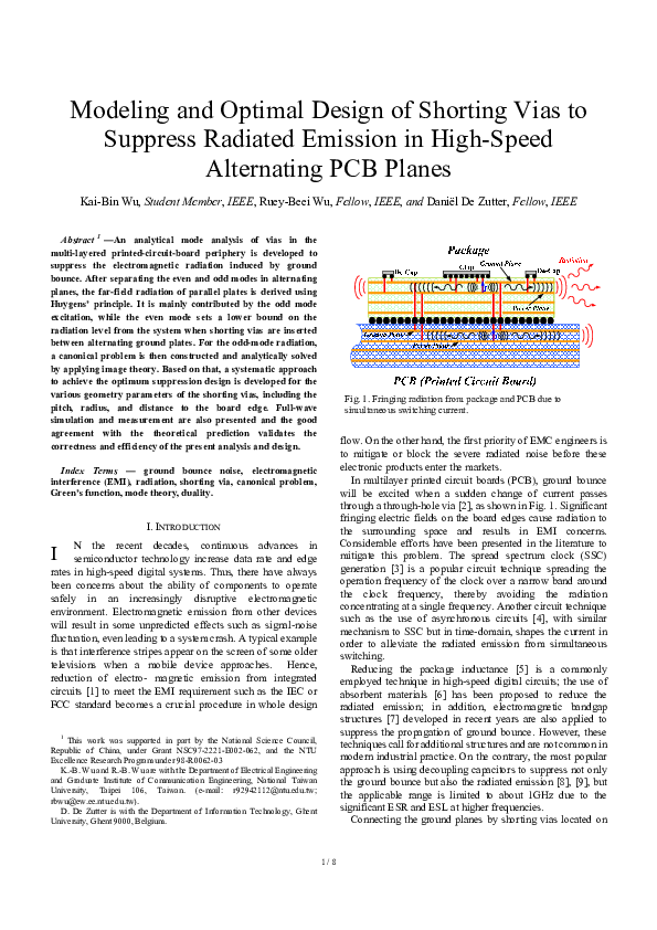 (PDF) Modeling and Optimal Design of Shorting Vias to Suppress Radiated ...