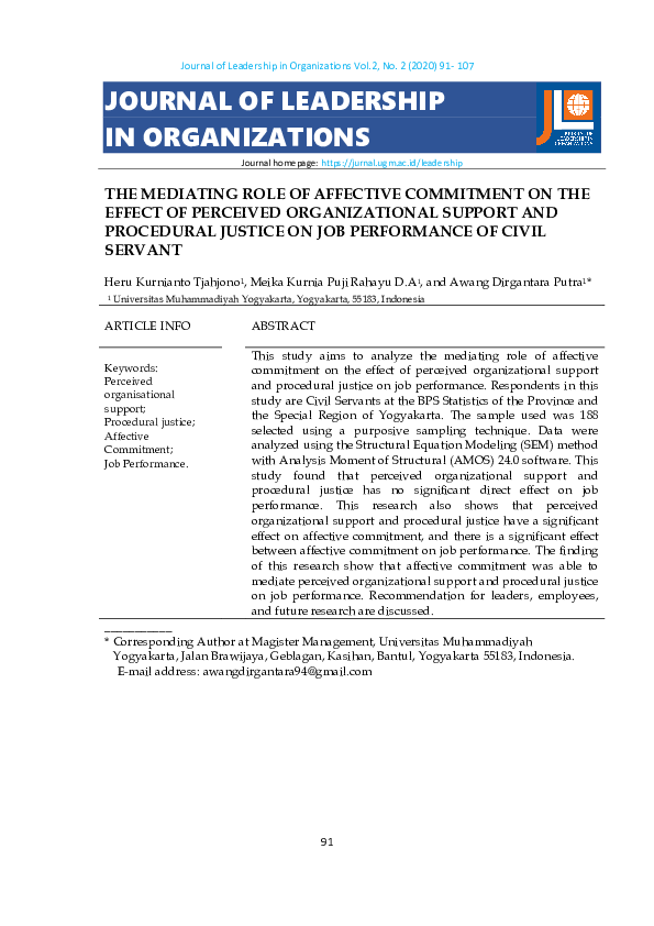 (PDF) The Mediating Role of Affective Commitment on the Effect of ...