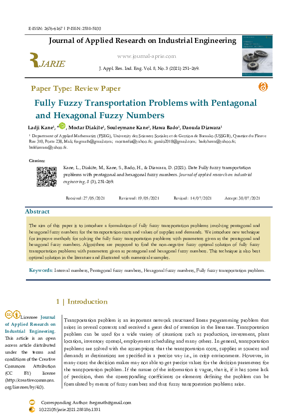 (PDF) A new algorithm for Fuzzy Transportation Problems with Pentagonal ...