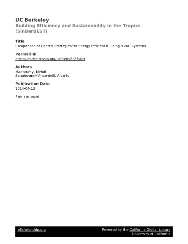 (PDF) Comparison of Control Strategies for Energy Efficient Building ...