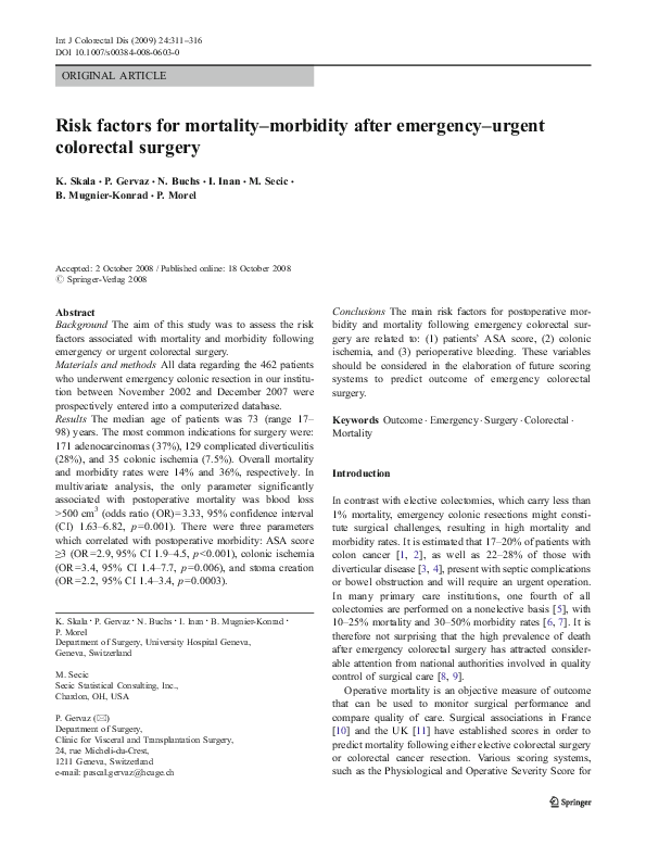 (PDF) Risk factors for mortality–morbidity after emergency–urgent ...