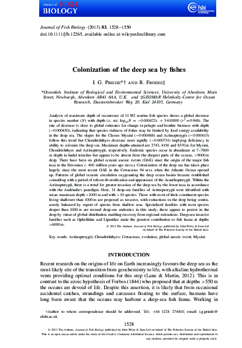 (PDF) Colonization of the deep sea by fishes