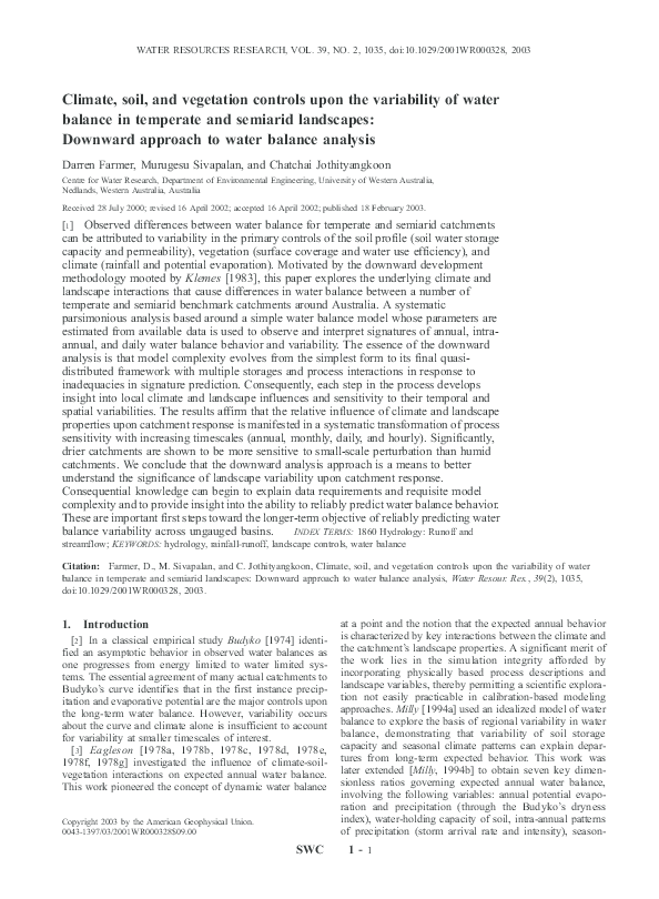 (PDF) Climate, soil, and vegetation controls upon the variability of ...