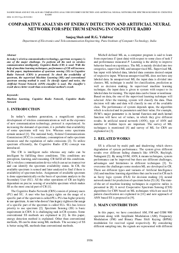 (PDF) Comparative Analysis of Energy Detection and Artificial Neural ...