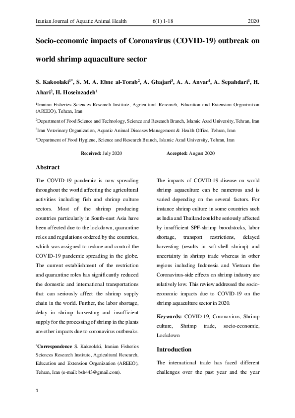 (PDF) Impact of Covid-19 on Agriculture in India