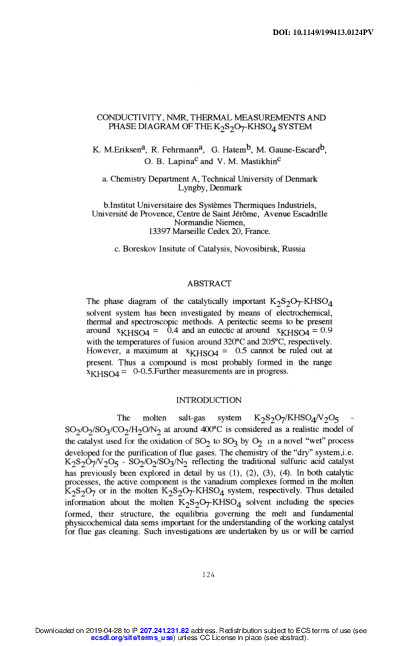 (PDF) Conductivity, NMR, Thermal Measurements, and Phase Diagram of the ...