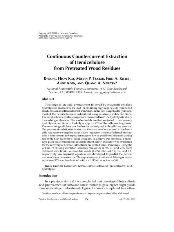 (PDF) Continuous Countercurrent Extraction of Hemicellulose from ...