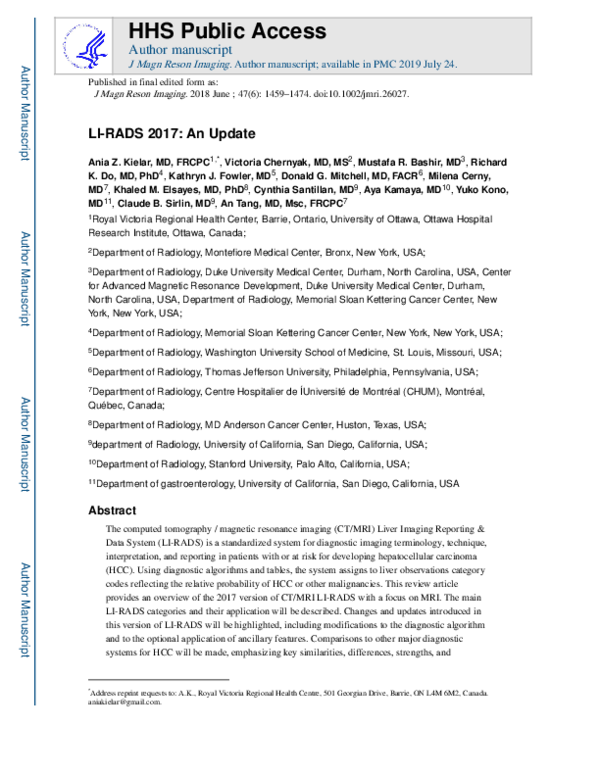 (PDF) LI-RADS 2017: An update