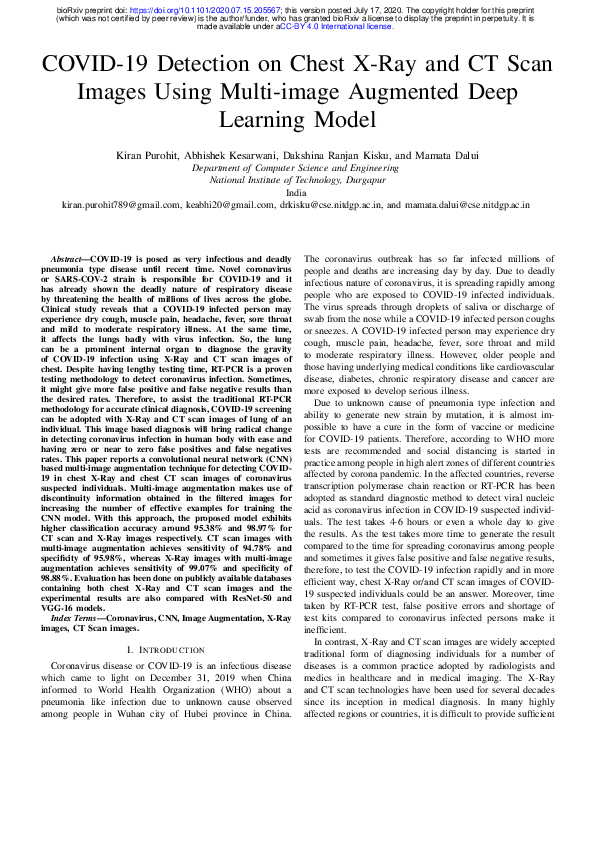 (PDF) COVID-19 Detection on Chest X-Ray and CT Scan Images Using Multi ...