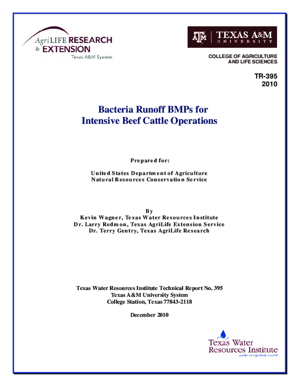 (PDF) Bacteria Runoff BMPs for Intensive Beef Cattle Operations