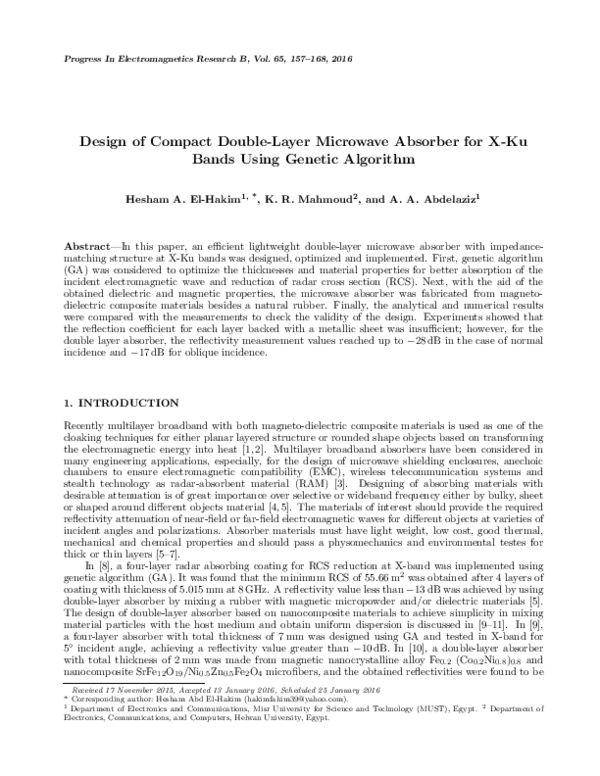 (PDF) Design of Compact Double-Layer Microwave Absorber for X-Ku Bands ...