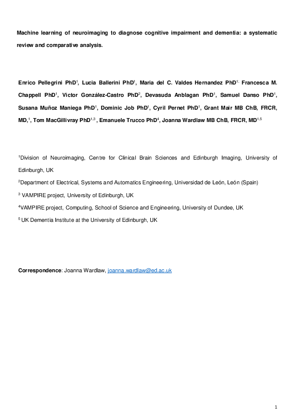 (PDF) Machine learning of neuroimaging to diagnose cognitive impairment ...