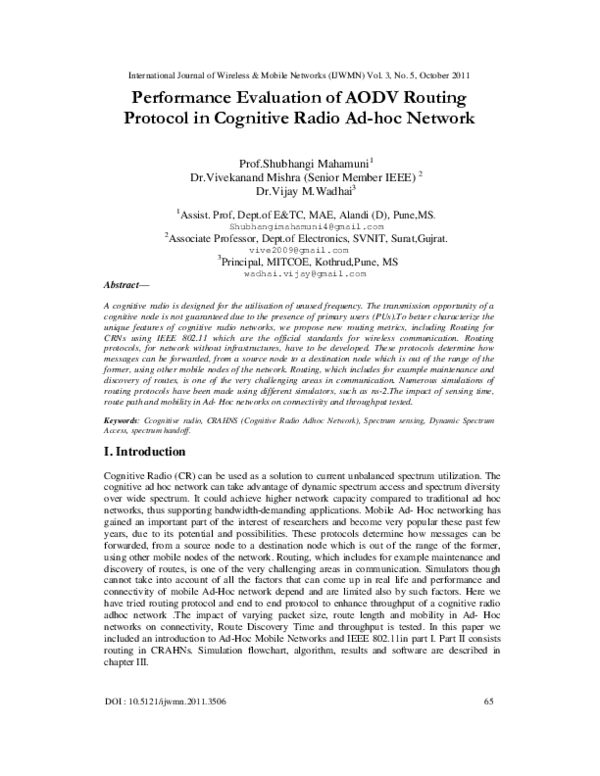 (PDF) Performance Evaluation of AODV Routing Protocol on Ad Hoc Hybrid ...